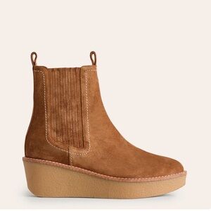 Boden Tan Suede Wedge Ankle Boots